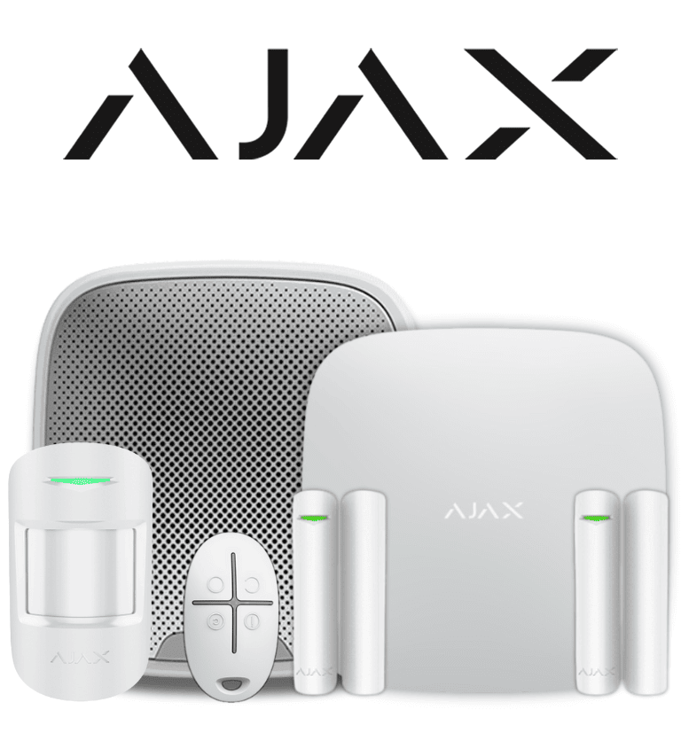AJAX KIT RESIDENCIAL PLUS EXT- 1 Hub2Plus conexión Ethernet/WiFi/LTE color Blanco/APP “AJAX PRO” iOS y Android, 1 sensor de movimiento, 2 detectores para puerta o ventana, 1 control remoto y 1 sirena EXTERIOR inalámbrica