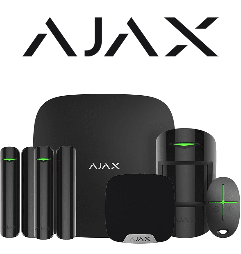 AJAX KIT RESIDENCIAL B- Panel de alarma Hub2Plus conexión Ethernet / WiFi / LTE, APP “AJAX PRO” iOS y Android , 1 sensor de movimiento, 2 detectores para puerta o ventana, 1 control remoto y una sirena interior inalámbrica Color Negro.