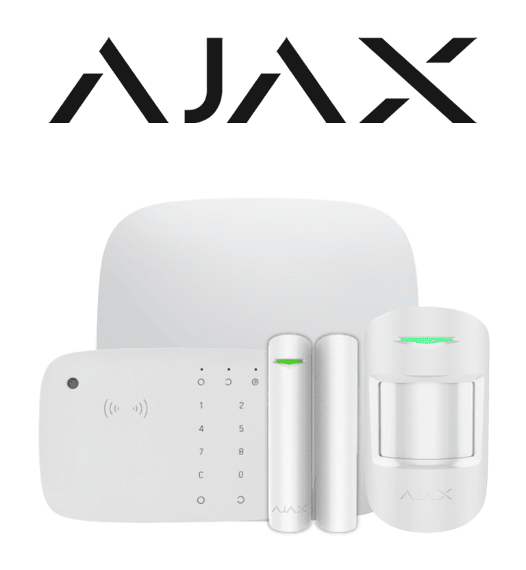 AJAX KIT HUB2 4G KEYPADCOMBI - Panel de alarma Hub2 4G conexión ETHERNET- 4G APP “AJAX PRO” iOS y Android , 1 sensor de movimiento, 1 detector puerta o ventana, 1 Teclado táctil inalámbrico con sirena incluida y lector DESFire.