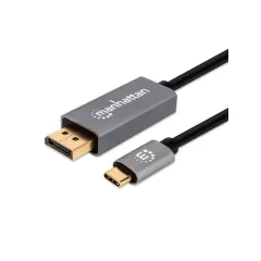 --MANHATTAN - 354844 - Cable Adaptador USB-C a DisplayPort 8K@60Hz / USB-C macho a DisplayPort macho, 2 m (6.56 pies), Soporta 4K@120Hz, Contactos chapados en oro, Negro-