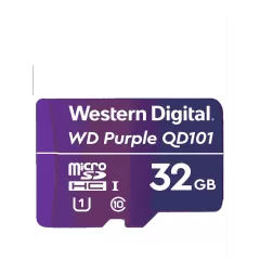 WESTERN WDD032G1P0C- Memoria de 32GB Micro SDHC/ Linea Purple/ Clase 10 U1/ Lectura 50MB/ Escritura 40MB/ Especializada para Videovigilancia