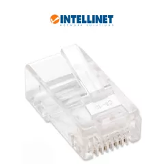 INTELLINET--INTELLINET 790055 - Paquete de 100 conectores modulares Cat5e RJ45 / UTP, 2 pines, para cable trenzado, 100 clavijas en bote-