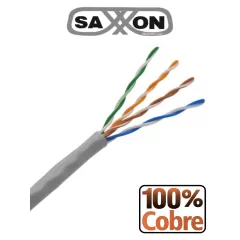 SAXXON--SAXXON OUTPCAT5E100M - Bobina de Cable UTP Cat5e 100% Cobre/ 100 Metros/ Color Gris/ Uso Interior/ 4 Pares/ Soporta Pruebas de Rendimiento/ Ideal para Cableado de Redes y Video/-