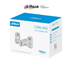 DAHUA--DAHUA DH-PFM976-631 - Caja con 100 Plugs RJ45 Cat6/ Chapado de Oro de 15 U"/ Clasificación de Resistencia al Fuego UL94V-2/-