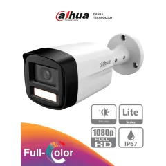 DAHUA--DAHUA DH-HAC-HFW1209TLMN-LED-0280B-S3 - Cámara Bullet de 2MP Full Color en 1080p con lente de 2.8mm, ángulo de 108° y alcance de iluminación de 40m, DWDR, IP67 compatible con CVI/CVBS/AHD/TVI.-