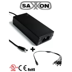 SAXXON--SAXXON PSU1205DPAQD - Paquete de Fuente de Poder de 12 Vcc 5 Amperes + Divisor para 4 Camaras/ Ideal Para Equipos de Alto Consumo/ Para Usos Multiples: Sistemas de CCTV, Acceso, Asistencia, etc/ Certificación UL/-