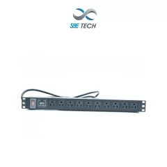 SBE TECH--SBE TECH SBE-TC010SPV - PDU horizontal con 10 contactos polarizados, supresor de picos y diseño para montaje en rack de 19" y 1U-