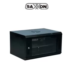 SAXXON--SAXXON SXR6U5406A - Gabinete de Pared Negro / 6UR / Puerta de Vidrio Templado / Dimensiones útiles: Alto 37 x ancho 53 x profundidad 40 cm-