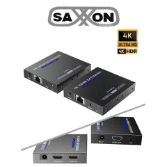 SAXXON--SAXXON LKV565P- Kit extensor HDMI de 2 Puertos/ Hasta 70 metros Con Cable CAT6/ 6A/ 7/ Resolución 4K @ 60Hz/ Transmisor IR/ Plug and play/ Soporta HDR/ Cero Latencia-