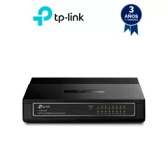 TP-LINK--TP-LINK TL-SF1016D - Switch de escritorio con 16 puertos RJ45 Fast Ethernet, diseño en plástico y configuración Plug and Play.-