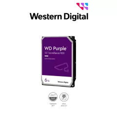 WESTERN DIGITAL--WESTERN DIGITAL WD64PURZ - Disco Duro de 6 TB Purple/ Especial para Videovigilancia/ Trabajo 24/7/ Interface: Sata 6 Gb/s/ Cache 256 MB/ Hasta 64 Cámaras/ Hasta 16 Bahías de Discos Duros/ 3 Años de Garantía/-