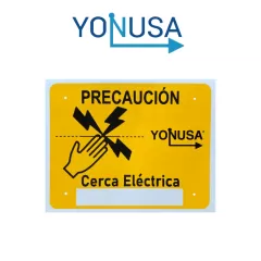 YONUSA--YONUSA LPVOLTAS - Letrero o anuncio genérico preventivo de alta tensión para colocación en cercos eléctricos entre cada 6 a 8 metros/ Espacio para publicidad teléfono, logo o correo de empresa-