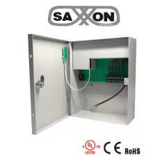 SAXXON--SAXXON PSU1210D9B - Fuente de Poder de 12 vcd/ 10 Amperes/ Para 9 Camaras/ Compatible con Bateria de Respaldo/ 1.1 Amper por Canal/ Protección contra Sobrecargas/ Certificación UL/-