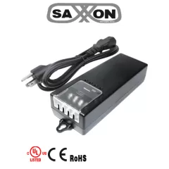 SAXXON--SAXXON PSU1250D4D - Fuente de Poder de Poder de 4 Canales 12 Vcc 5 Amperes/ 1.25 Amper por Canal/ Color Negro/ Entrada 100 V ca - 240 V ca/ Con Protección de Descargas/-