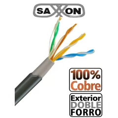 SAXXON--SAXXON OUTPCAT5ECOPEXT - Bobina de Cable UTP Cat5e 100% Cobre/ 305 Metros/ Exterior con Doble Forro/ Color Negro/ Ideal para Cableado de Redes de Datos y Video/-