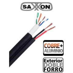 SAXXON--SAXXON OUTP5ECCAEXT2E - Bobina de Cable UTP Cat5e Siames/ 305 Metros/ Uso Exterior/ CCA/ UTP+Cables de Energía Cal. 18 AWG/ Doble Forro en Cable UTP/ Ideal para Cableado de Video/-