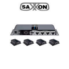 SAXXON--SAXXON LKV714PRO- Kit Extensor HDMI de 4 Puertos/ Resolución 1080p/ Hasta 40 metros/ Cat 6/ 6A/ 7/ Loop HDMI/ Transmisor IR/ Plug and play-
