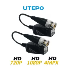 UTEPO--UTEPO UTP101PHD404 - Paquete de 4 pares de transceptores pasivos con terminales Push. Alcance: HDCVI 720p 250m, 1080p 200m; TVI 720p 250m, 1080p 200m; AHD 720p 300m, 1080p 300m. Fácil conexión-