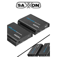 SAXXON--SAXXON LKV373KVM- Kit Extensor HDMI/KVM para Hasta 120 metros/ Resolución 1080p@60Hz/ Soporta Cableado con CAT 5e y 6/ 30 HZ/ 2 Puertos USB para Conectar Teclado y/o Mouse/ 5 VCD/ Plug and Play/ Punto a Punto o Punto Multipunto con Switch/-