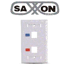 SAXXON--SAXXON A1752E - Placa de pared / Vertical / 2 Puertos tipo keystone / Color blanco / Con etiquetas-