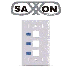 SAXXON--SAXXON A1753E - Placa de pared / Vertical / 3 Puertos tipo keystone / Color blanco / Con etiquetas-