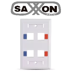 SAXXON--SAXXON A1754E - Placa de pared / Vertical / 4 Puertos tipo keystone / Color blanco / Con etiquetas-
