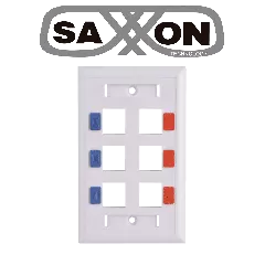 SAXXON--SAXXON A1756E - Placa de pared / Vertical / 6 Puertos tipo keystone / Color blanco / Con etiquetas-
