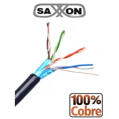 SAXXON--SAXXON OFTPCAT5ECOPE305N - Bobina de Cable FTP Cat5e 100% Cobre/ 305 Metros/ Blindado/ Color Negro/ Uso Exterior/ Ideal para Cableado de Redes de Datos y Video/ Cert ISO9001/ UL / RoSH-