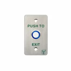 YLI ELECTRONIC--YLI PBK814BLED - Boton liberador de puerta de acero inoxidable con Luz LED azul / Salidas NO y NC / Compatible con caja de instalacion clave 76017-