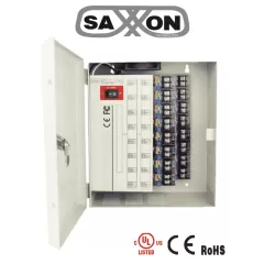 SAXXON--SAXXON PSU1220D16H- Fuente de Poder Profesional de 11 a 15 vcd/ 20 Amperes/ Para 16 Camaras Hasta 4k/ 1.25 Amperes por Canal/ Protección contra Sobrecargas/ Filtro de Ruido por Canal/ Uso rudo/-