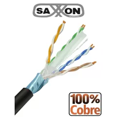 SAXXON--SAXXON OFTPCAT6COPEXT - Bobina de Cable FTP Cat6 100% Cobre/ 305 Metros/ Blindado/ Color Negro/ Uso Exterior/ Ideal para Cableado de Redes de Datos y Video/ Cert ISO9001/ UL / RoSH/-