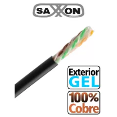 SAXXON--SAXXON OUTPCAT6GCOPEXT- Bobina de Cable UTP Cat6 100% Cobre con Gel/ 305 Metros/ Uso Exterior/ Color Negro/ Cumple con Estandares: ISO/ IEC 11801 Ed2; EIA/ TIA568/ Ideal para Cableado de Redes y Video/-