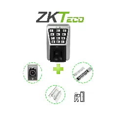 ZKTECO--ZKTECO MA500PAK - Control de Acceso Profesional de Huella / Tarjeta y Password para Exterior con IP65 / Incluye Contrachapa Magnética LM2805 de 200Kg / Soporte de Fijación ZL / Botón de Salida No Touch-