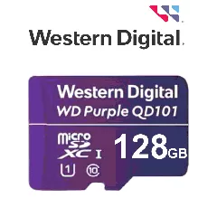WESTERN DIGITAL--WESTERN WDD128G1P0C- Memoria de 128GB Micro SDXC/ Linea Purple/ Clase 10 U1/ Lectura 50MB/ Escritura 40MB/ Especializada para Videovigilancia-