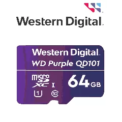 WESTERN DIGITAL--WESTERN WDD064G1P0C- Memoria de 64GB Micro SDXC/ Linea Purple/ Clase 10 U1/ Lectura 50MB/ Escritura 40MB/ Especializada para Videovigilancia-