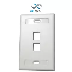 SBE TECH--SBE TECH SBE-2517-2P-WT - Placa de pared de 2 puerto color blanco para conectores Jack rj 45 keystone-