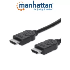 MANHATTAN--MANHATTAN 308816- Cable HDMI de Alta Velocidad de 1 Metro/ Resolucion 4K@30Hz/ Soporta 3D/ HDMI Macho a Macho/ Soporta Canal de Retorno de Audio (ARC)/ Blindado para Reducir Interferencia/-