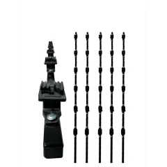 YONUSA--YONUSA K156L - Kit de 5 postes de perfil 3/4 en color negro de 1.2 mts de largo, con 6 aisladores de paso para 6 líneas con 15 cm de separación/ Listo para instalación en campo-