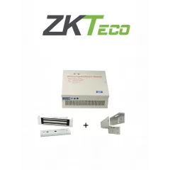 ZKTECO--ZKTECO LM120YPAK - Paquete de contrachapa magnética de 120 kg o 264 lb, incluye soporte para instalación en ZL y Gabinete de energía con salida de 12 VDC, soporta batería de respaldo-