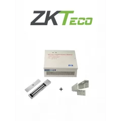 ZKTECO--ZKTECO LM200YPAK - Contrachapa magnética de 200 kg o 440 lb, incluye soporte de instalación ZL y Gabinete metálico con salida de 12 VDC a 3A, soporta batería de respaldo-