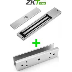 ZKTECO--ZKTECO LM200LEDSU - Paquete de contrachapa magnética de 200 Kg a 12 VDC con señal NC que incluye soporte en U para colocación en puertas de vidrio-