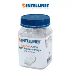 INTELLINET--INTELLINET 502399 - Enchufe RJ45 CAT5E sólido UTP, bote de 100 piezas, con 15 micras de oro.-