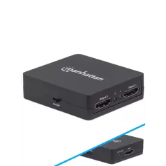 MANHATTAN--MANHATTAN 207652 - Splitter / Divisor de Video HDMI/ FullHD/ 1 Entrada y 2 Salidas/ Distancia de Entrada 15 Metros/ Distancia de Salidas 15 Metros/ Soporta Conexión en Cascada/ Soporta sonido LPCM, Sonido Master DTS-HD y Dolby TrueHD/-