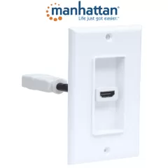 MANHATTAN--MANHATTAN 771719 Placa de pared HDMI de un puerto HDMI hembra a HDMI hembra, Tipo Conector, Blanco-