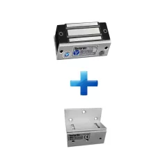 YLI ELECTRONIC--YLI YM60ZPACK Paquete de Cerradura Magnética YM60 60Kg (120LB) incluye Soporte de Fijación tipo Z-