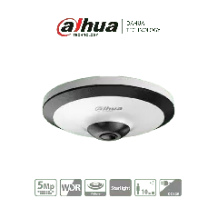 DAHUA--DH-HAC-EW2501N - Cámara Fisheye HDCVI 5 MP, visión 360°, IR 10 m, WDR real 120dB, micrófono integrado. Ideal para uso interior con tecnología Starlight para baja luz y reducción de ruido 2D/3D. Ofrece vigilancia detallada y nítida en todas condiciones.-