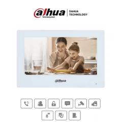 DAHUA--DAHUA VTH2621GW-P - Monitor IP Touch de 7 Pulgadas/ Serie Lite/ Blanco/ Poe Estandar/ 6&1 E&S de Alarmas/ Uso Interior/ Modo No Molestar/ H.265/ Soporta Hasta 4 Frentes de Calle y 4 Monitores Adicionales/-