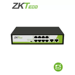 ZKTECO--ZKTECO PE082120C- Switch de 8 Puertos Fast Ethernet PoE AF - AT / 2 Puertos RJ45 10/100M / PoE+ hasta 30W por puerto / Soporta hasta 250 mts sobre UTP CAT 6 / Autoadaptación MDI - MDIX / Protección Contra Descargas-