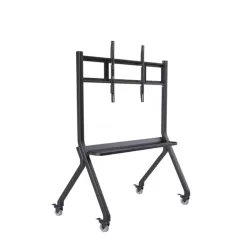 ZKTECO--ZKTECO IWBA01B - Soporte de Piso Móvil para Pantallas Interactivas Serie IWB / Altura Ajustable / Carga máxima de 100 kg / 4 Ruedas giratorias con seguro / Color Negro-