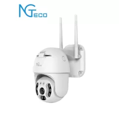 ZKTECO--NGTECO NGC4200 - Cámara PTZ WiFi 3MP con lente de 3.6mm, altavoz y micrófono integrados. Audio bidireccional y alcance IR de 20m. Utiliza compresión de vídeo H.265. Compatible con almacenamiento local y en la nube. Funciona con Alexa-